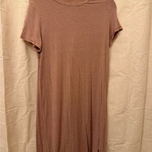 Striped Maroon Short Sleeve Dress